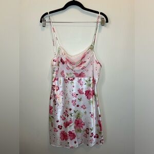 Women’s Y2K Style Slip Dress Floral Lace Detail Size Large Pink Mini